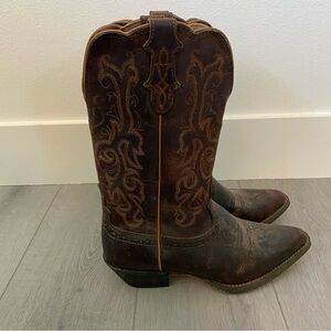 Justin McKayla Cowboy Boots Womans Brown Leather 12 height Size 8C